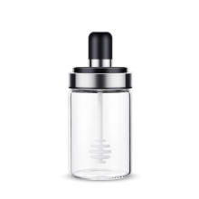 2019 Hot Selling 250ml Glass Sauce Bottle Jar with Spoon/Oil Brush Rod and Black Screw Cap